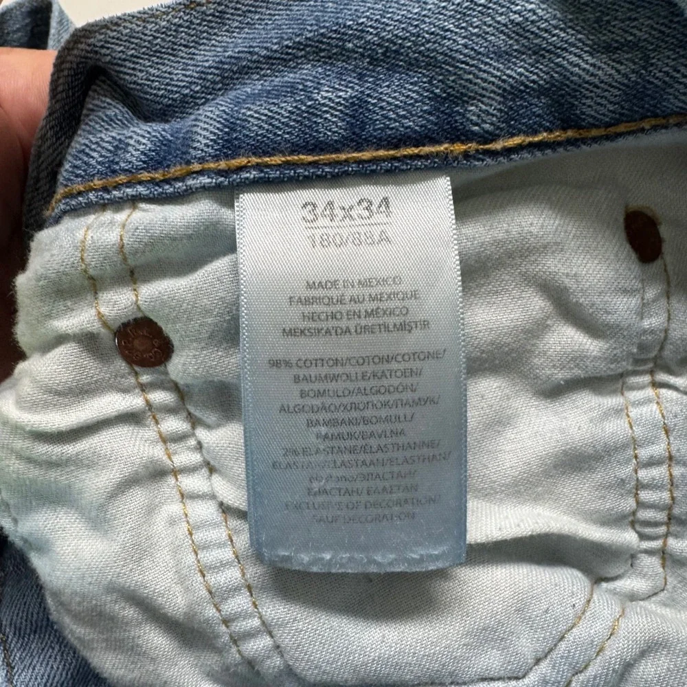 Polo Ralph Lauren Varick Slim Straight Jeans Mens 34x34 Blue Denim Distressed